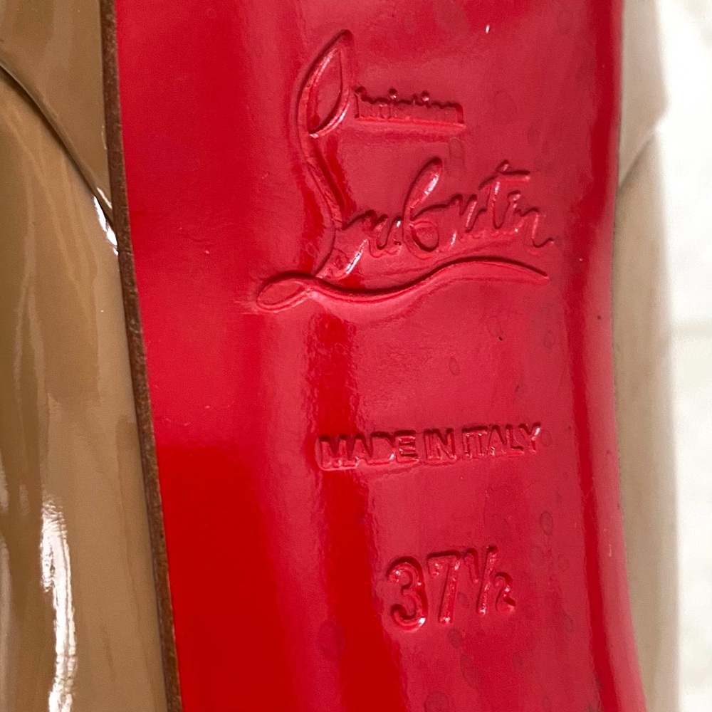 Christian Louboutin Tan Patent Leather Heels - Picture 12 of 14